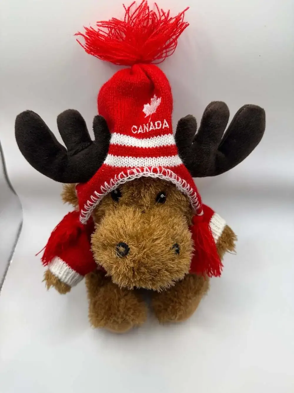 Canadian Moose Stuffed Animal in Red Maple Leaf Sweater - 9